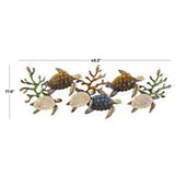 Bronze Metal Turtle Hammered Wall Decor with Wood Accents - 49" X 2" X 18"