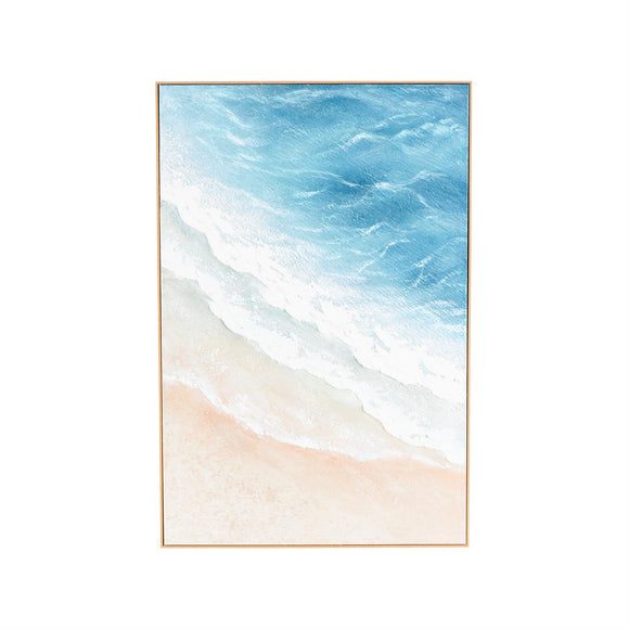 Blue Canvas Landscape Abstract Ocean Wave Framed Wall Art - 32
