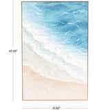 Blue Canvas Landscape Abstract Ocean Wave Framed Wall Art - 32" X 2" X 47"