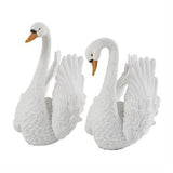 White Resin Swan Textured Sculpture, Set of 2 11", 12"H