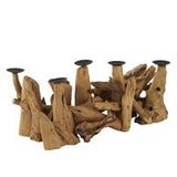 Brown Teak Wood Handmade Live Edge Candelabra