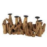 Brown Teak Wood Handmade Live Edge Candelabra