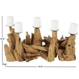 Brown Teak Wood Handmade Live Edge Candelabra