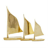 Gold Metal Sail Boat Sculpture - Set of 3 - 9"x 6"x 6"H