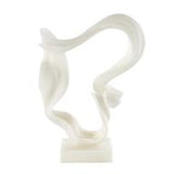 White Polystone Abstract Twisted Wave Sculpture with Elevated Base - 14" X 7" X 20"