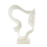 White Polystone Abstract Twisted Wave Sculpture with Elevated Base - 14" X 7" X 20"