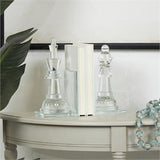 Clear Crystal Chess Oversized Bookends with Cut Crystal Designs