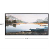 Blue Canvas Landscape Lake Sunset Framed Wall Art - 48" X 1" X 24"