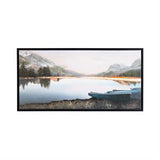Blue Canvas Landscape Lake Sunset Framed Wall Art - 48" X 1" X 24"