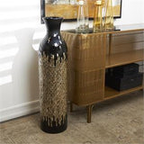 Black Capiz Shell Handmade Vase with Gold Ombre Design 34" - Home Decor