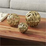 Gold Aluminum Metal Abstract Metallic Cutout Orbs & Vase Filler Set of 3