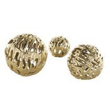 Gold Aluminum Metal Abstract Metallic Cutout Orbs & Vase Filler Set of 3