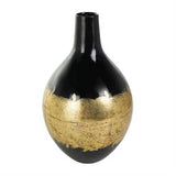 Black Metal Abstract Vase with Gold Detailing - 8" X 8" X 13"