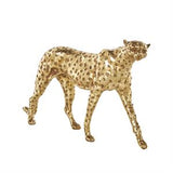 Gold Resin Leopard Walking Sculpture with Textured Spots
