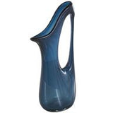 Blue Glass Abstract Vase with Cutout Handle And Elongated Opening - 10" X 5" X 21"