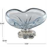 Blue Glass Ombre Decorative Bowl with Folded Curve Opening and Scalloped Base - 11" X 11" X 6"