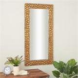 Brown Wood Texture Concave Honey Comb Floor Mirror