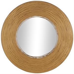 Gold Metal Abstract Wall Mirror with Overlapping Wire Rings