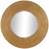 Gold Metal Abstract Wall Mirror with Overlapping Wire Rings