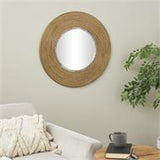 Gold Metal Abstract Wall Mirror with Overlapping Wire Rings