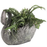 Gray Magnesium Oxide Swan Textured Planter with Patine Accents