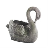 Gray Magnesium Oxide Swan Textured Planter with Patine Accents