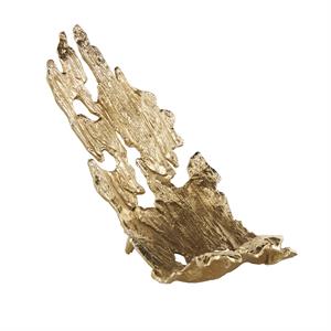 Gold Aluminum Metal Leaf Angled Leaf Decorative Bowl with Cutouts, 16