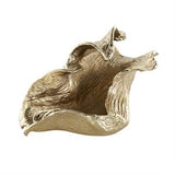 Gold Aluminum Metal Abstract Textured Folded Leaf Decorative Bowl