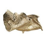 Gold Aluminum Metal Abstract Textured Folded Leaf Decorative Bowl