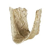 Gold Aluminum Metal Abstract Textured Folded Leaf Decorative Bowl