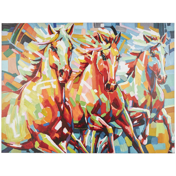 Canvas Art - Horse Abstract Paint Splatter Wall Art Decor
