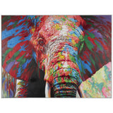 Canvas Art - Multi Colored Elephant Abstract Paint Splatter Wall Art Decor