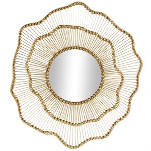 Gold Metal Floral Layered Frame Wall Mirror with Layered Floral Frame