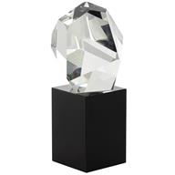 Clear Glass Cut Stone Inspired Sculpture with Black Base 4
