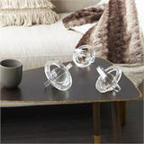 Clear Glass Orb Sculpture with Overlapping Rings and Ball Center Set of 3