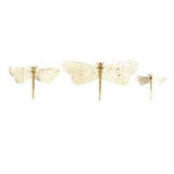 Gold Aluminum Metal Dragonfly Wall Decor with Spotted Cutout Wings Set Of 3