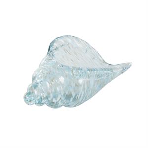 Blue Glass Shell Textured Sculpture with Gold and Cream Accents