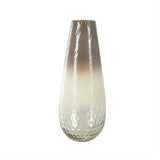 Brown Glass Ombre Vase with Spotted Concaved Details and Speckled Accents