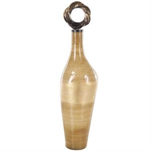 Light Brown Glass Brushed Ombre Decorative Jars with Speckled Gold and Bronze Ring Top