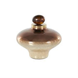 Copper Glass Wide Speckled Ombre Decorative Jars with Oval Top Knob and Gold Beige Accents