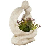 Cream Polystone People Sitting Planter