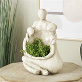 Cream Polystone Family Sitting Planter