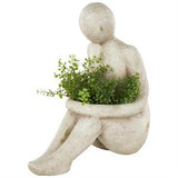 Cream Polystone People Sitting Planter