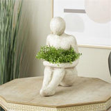 Cream Polystone People Sitting Planter