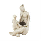 Cream Polystone Family Sitting Planter