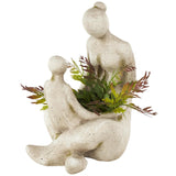 Cream Polystone Family Sitting Planter