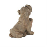 Brown Resin Dog Textured Planter with Antique Pot