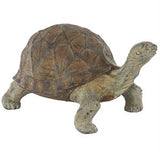 Brown Resin Turtle Distressed Textured Garden Sculpture with Patterned Shell