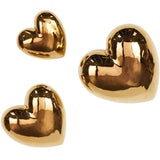 Gold Ceramic Heart Slanted Wall Decor with Varying Sizes Set Of 3