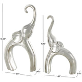 Modern Silver Elephant Sculptures – Set of 2 | Luxury Home Decor